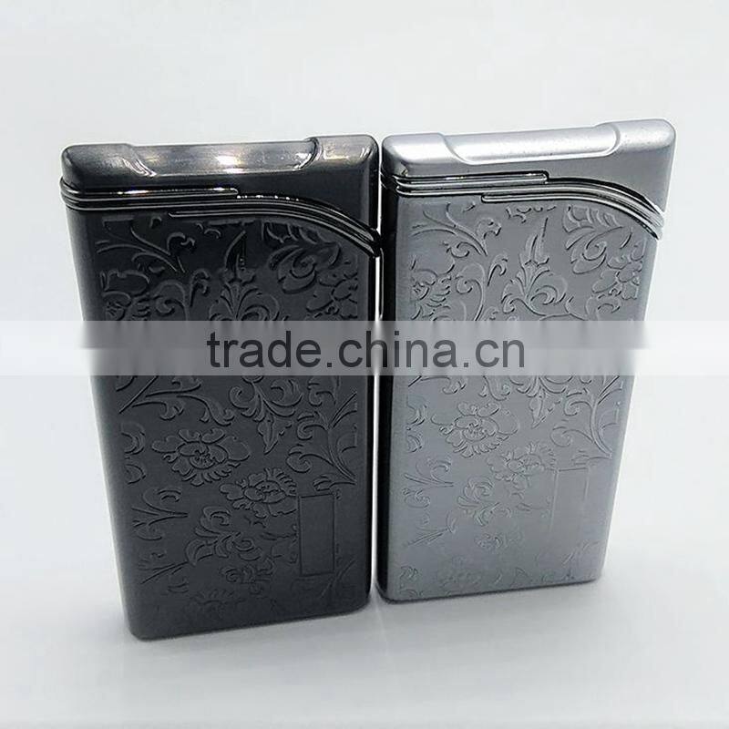 Silver metal lighters laser cigarette case thin lighter