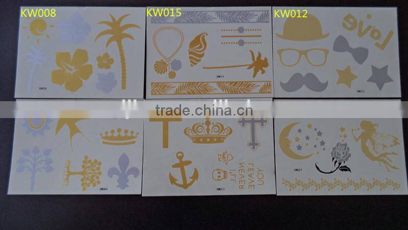 2015 FACE temporary tattoos face jewelry sticker golden tattoo KW- series 15*10.5CM