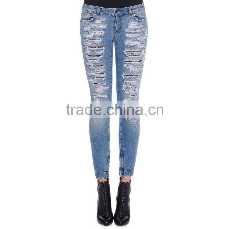 OEM 2016 New Arrival Plain Latest Jeans Tops Girls