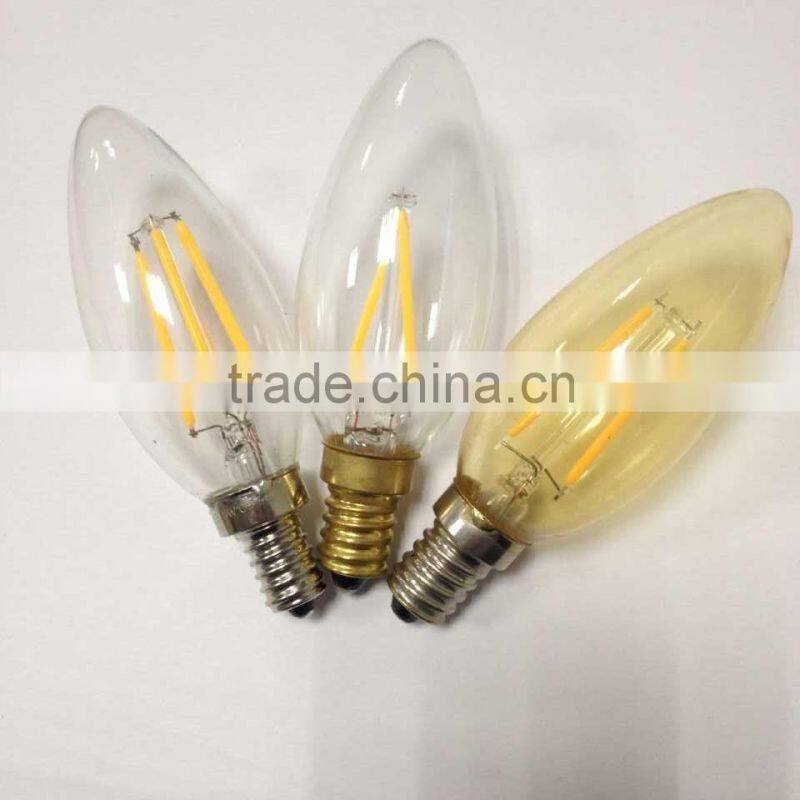 2015 ETL CE LED FILAMENT CANDLE LIGHT E14 E12 4W 2W LED FILAMENT LAMP VINTAGE FULL GLASS COVER