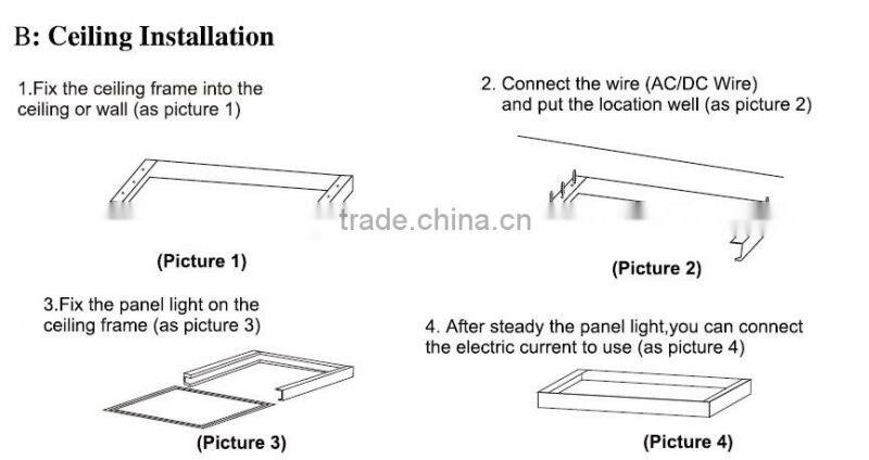 12W/36W/48W Indoor Square LED Panel Light Recessed/Suspended Aluminum Flat LED Ceiling Light