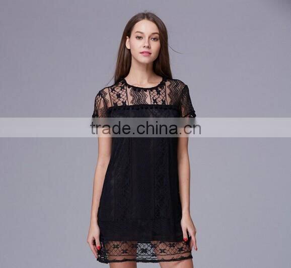 Latest design Lady's tassel sexy lace evening dress/