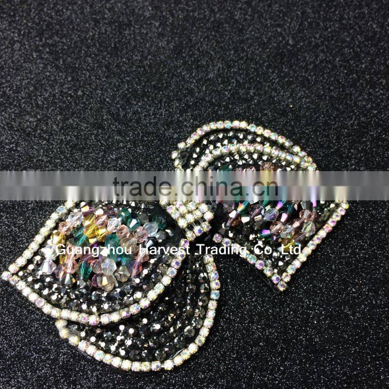 Beige Bow flower for shoe,Gold beads And Plastic Beads shoe flower decorations