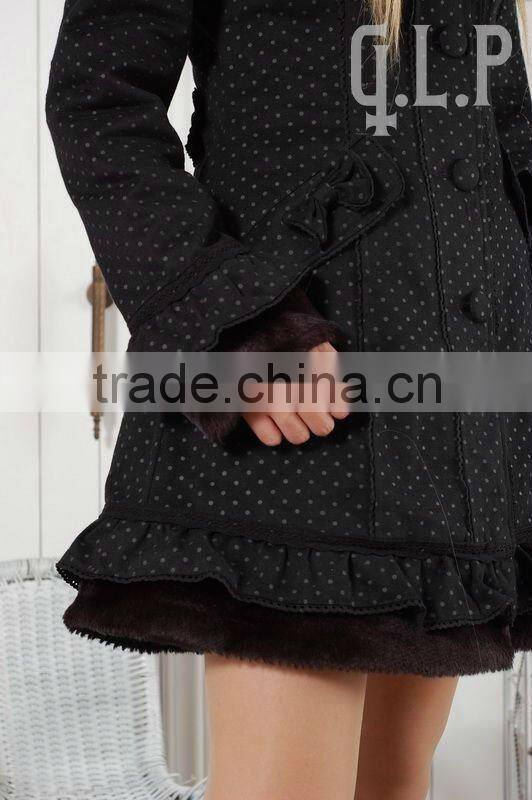 Cotton Black Polka Dot Lace Lolita Blouse 81039