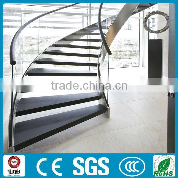 Curved stainless steel beam stairs