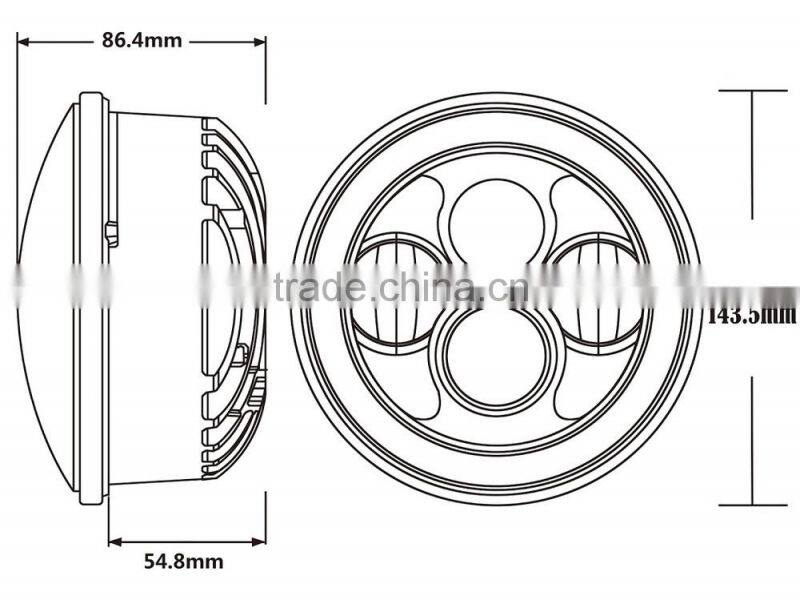 5.75 inch LED Headlight 5-3/4" 40W Headlamp DRL with Angel Eyes Daymaker Projector Auxiliary Lighting Kit for Harley Motorcycle