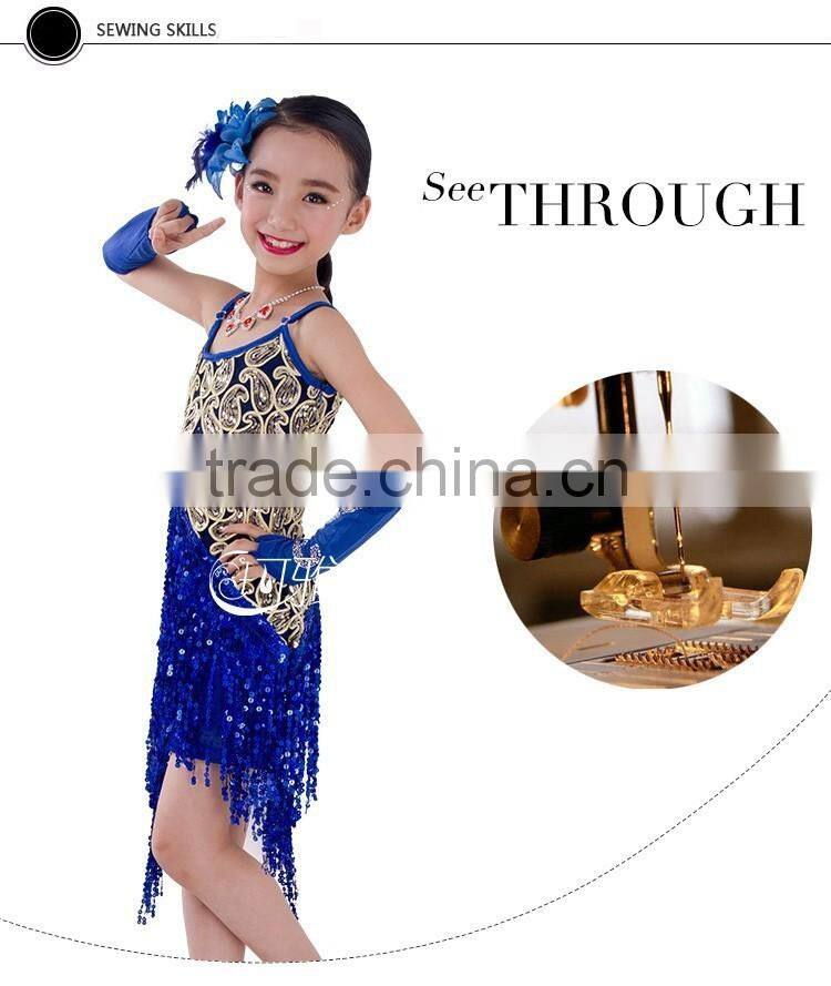 2016 High quality sexy latin dance dress children dancing performance costumes for firls