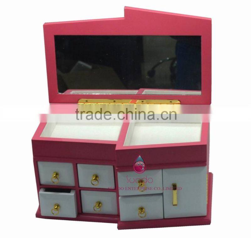 cute pink jewelry gift cabinet with mirror