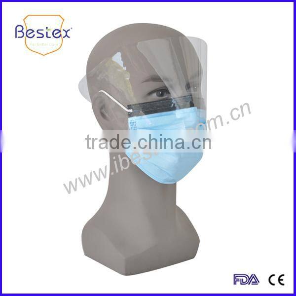 Disposable Earloop Face Mask With Shield for eye protection