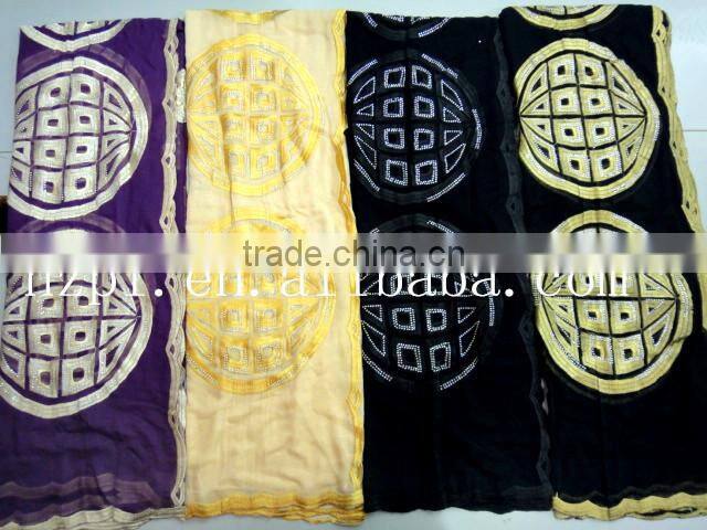 2016 High quality african muslim scarf /embroidered silk scarf/shawl scarf (TJ0186)