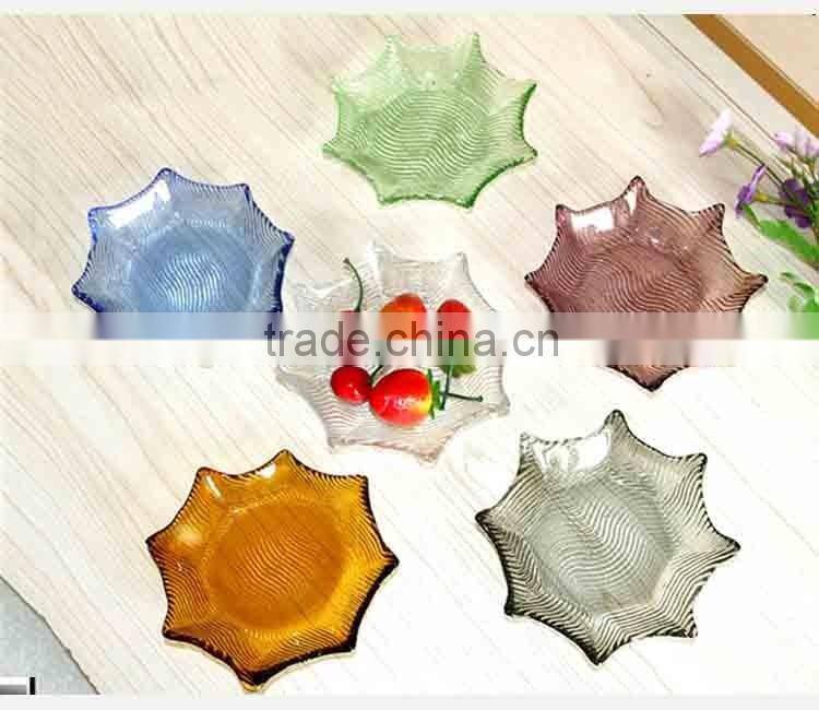 wholesale cheap octagon colorful glass fruit plate