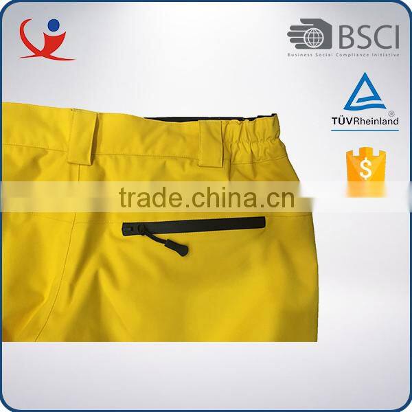Yellow winter waterproof polyester nylon active outdoor ski pants men