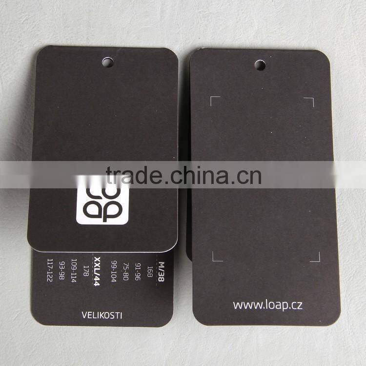 Paper hangtag with size for driving overcoat