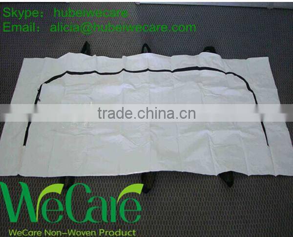 non woven disposable funeral body bag zipper straight type white
