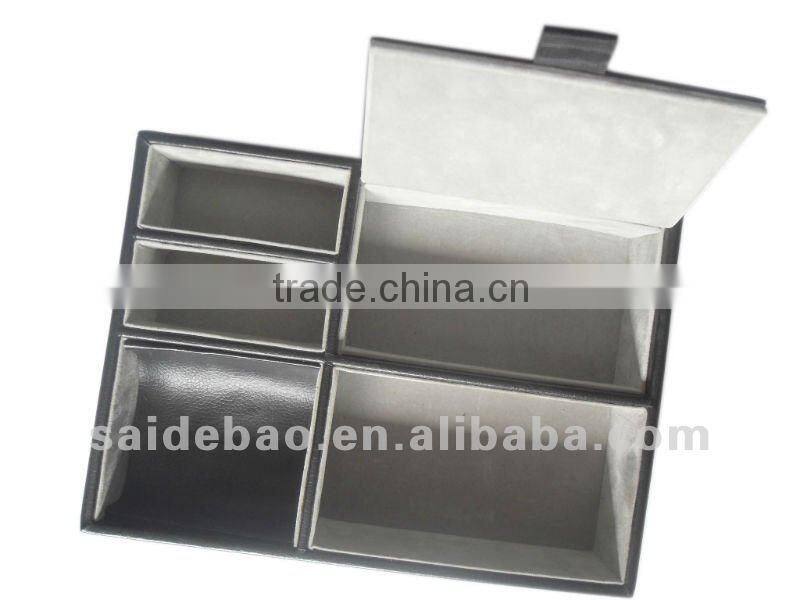 faux leather and fabric desktop organizer