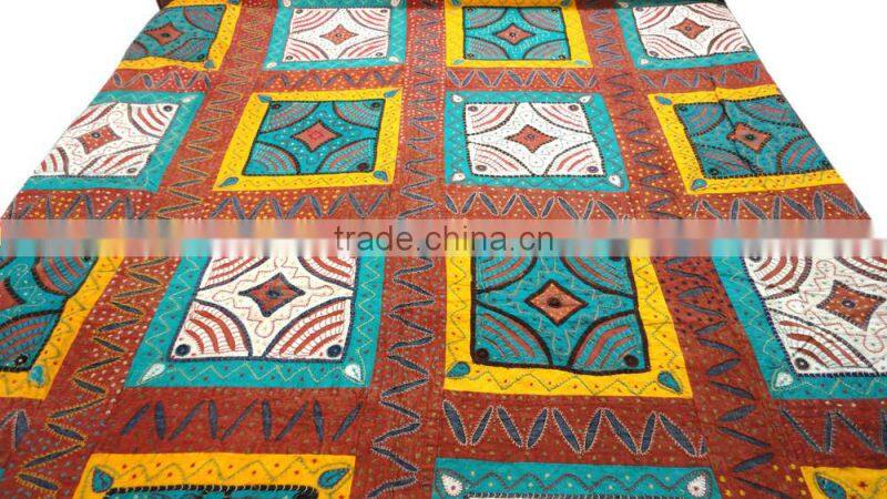 RTHBC-2 Cutwork Embroidered Patchwork Designer handmade kantha stitching queen size bed covers manufacturers and supplier