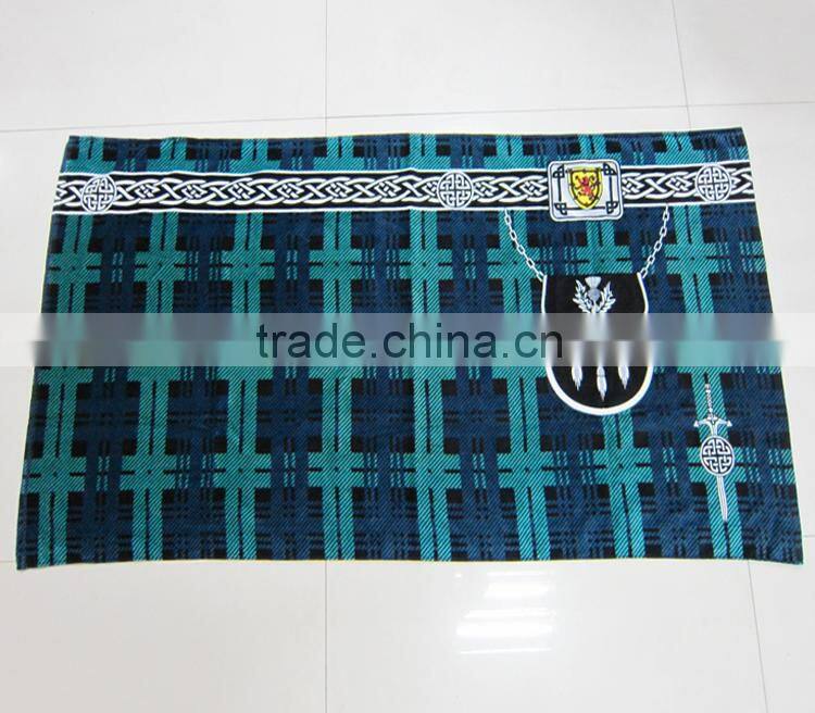 100% cotton velour printed scottish plaid beach towel plaid printed scottish beach towel