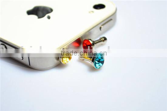 Wholesale Crystal Diamond 3.5mm Anti Dust Plug Headset Jack Stopper For iPhone 4 4s 3G 5 5G 5C 5S 6 6plus iPad Mini
