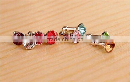 Wholesale Crystal Diamond 3.5mm Anti Dust Plug Headset Jack Stopper For iPhone 4 4s 3G 5 5G 5C 5S 6 6plus iPad Mini