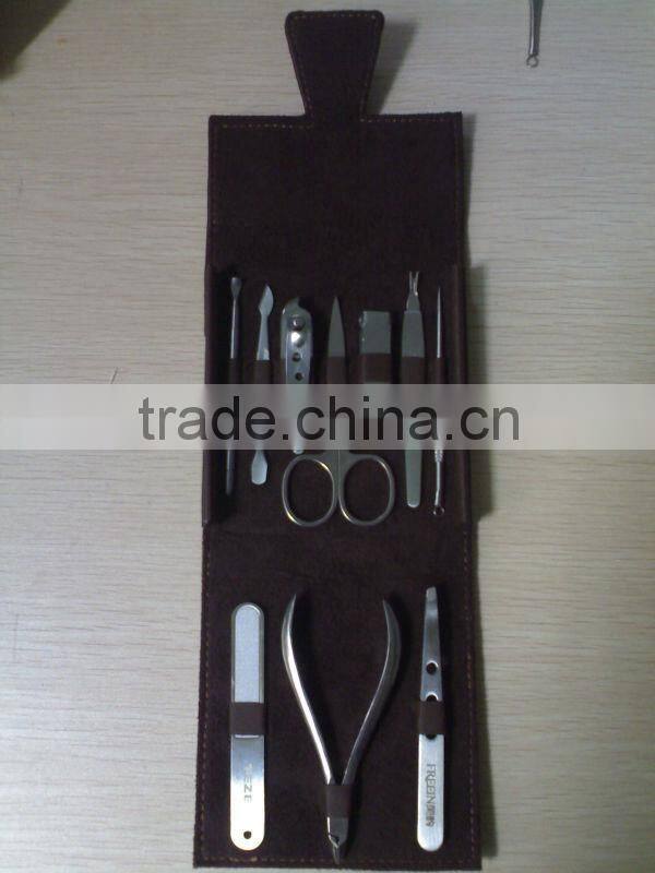 MRT-080 10pcs Pretty PU bag stainless steel manicure set promotion