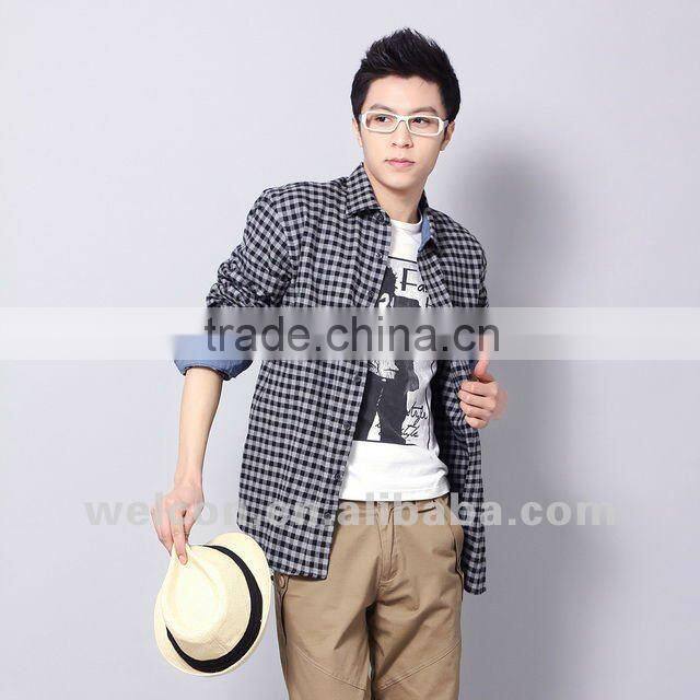 Latest men's 100% cotton long sleeve fashion classic plaid flannel famous brand OEM shirts