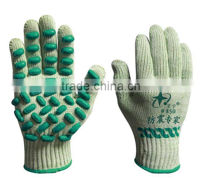 Anti-Vibration 7Gauge T/C Shell latex foam dots coated Safety working gloves machine