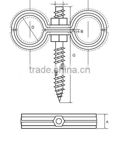 Double Pipe Clamps With Wood Thread Screw Pitch