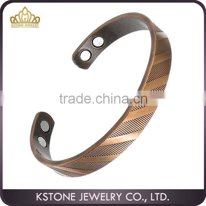 KSTONE Therapy Stone Jewelry Gold Plated Balance Vintage G Style Cuff Magnetic Copper Bangle