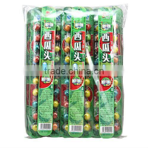 10ct Watermlon Tennis Ball Chewing Gum On Paper Ruler In Bag