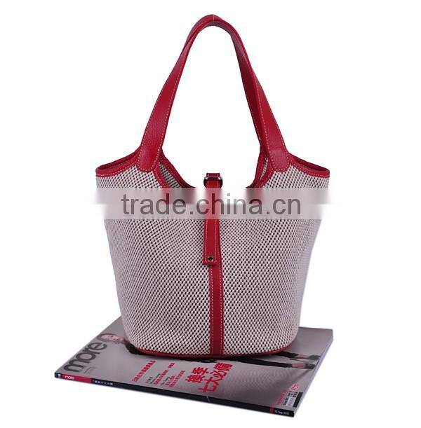 Summer lady canvas and leather Ladies handbags international brand
