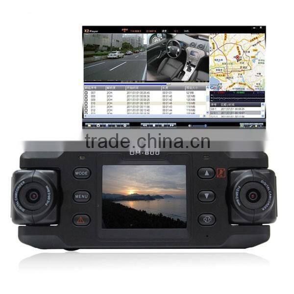 Dual Lens Car Camera X8000 with GPS Tracking Two Lens Vehicle DVR Dash Cam Recorder GPS G-sensor CA365 DVRs Full HD 1080P