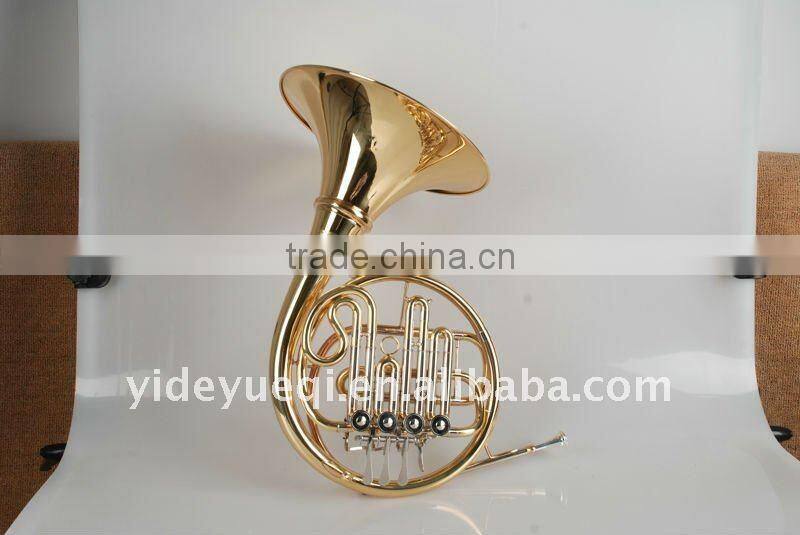 High quality yellow brass gold lacquer French horn