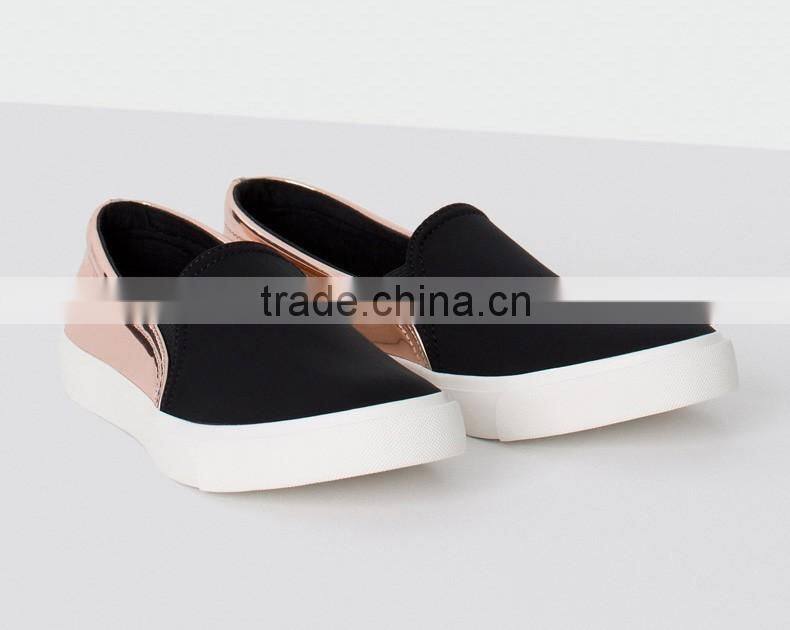 gold pu back counter rubber sole slip on women sneakers cheap casual canvas shoes 2016, shoes women ladies