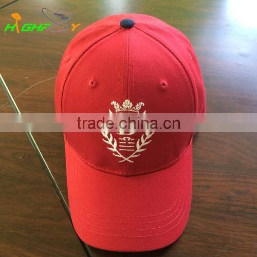 High quality brush cotton twill custom embroidery logo 6 panel baseball cap