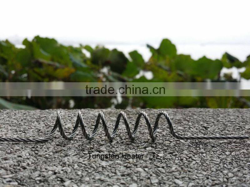 Tungsten heating element with long service life