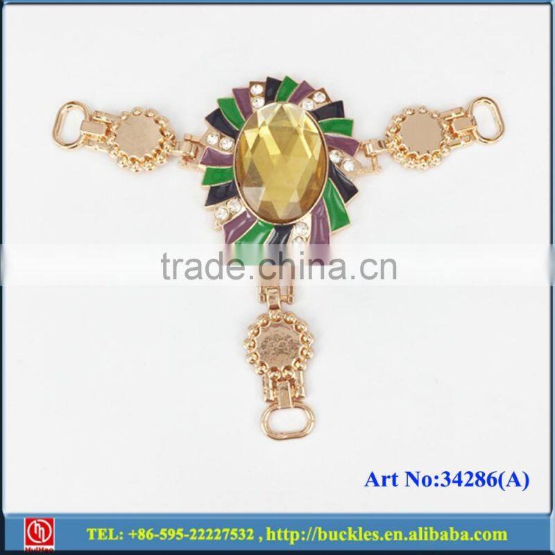 metal shoe buckle trimming with rhinestone for sandal chain