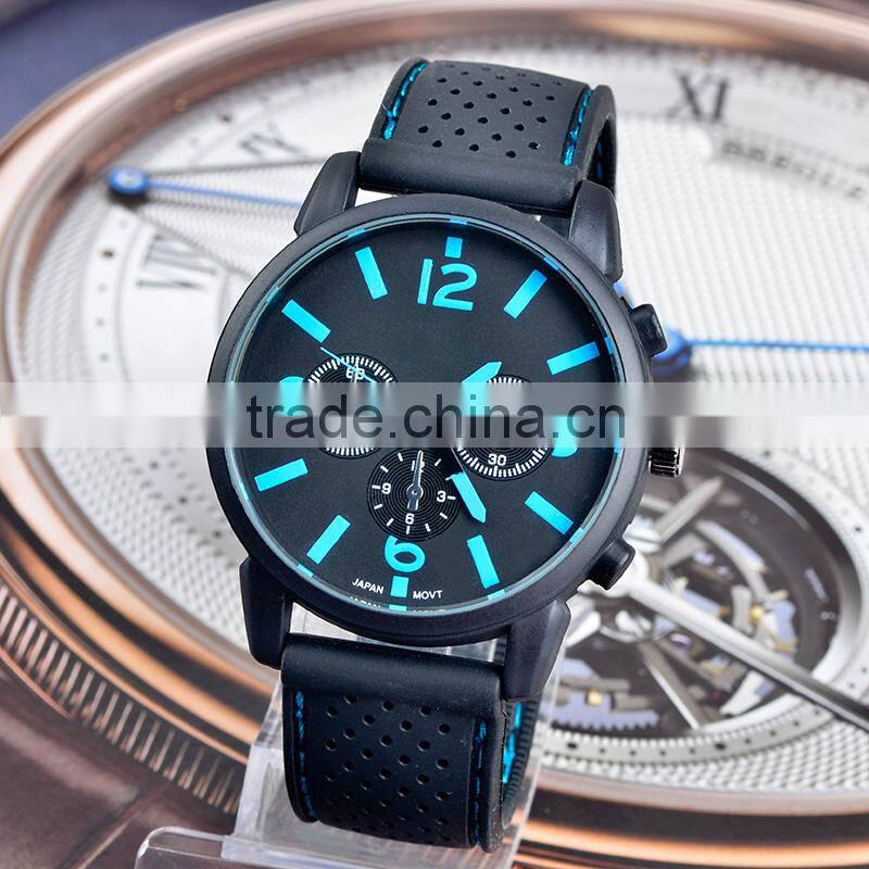 Black Dial Silicone Quartz Analog Water Resistant Shenzhen Sports Watches Men