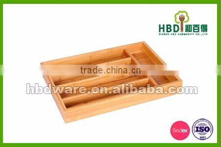 Adjustable bamboo kitchen cutlery organizer,cutlery tray, bamboo wooden organizer tray