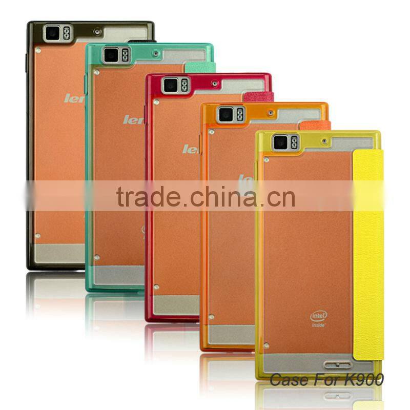2014 high quality flip leather mobile case for lenovo k900