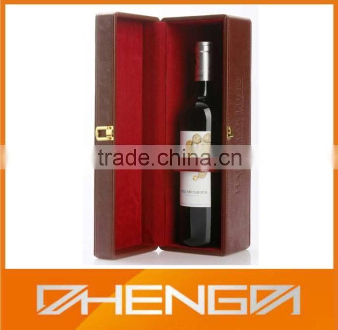 Best Sell factory custom made stand black leather wine box with zipper (ZDS-F373)