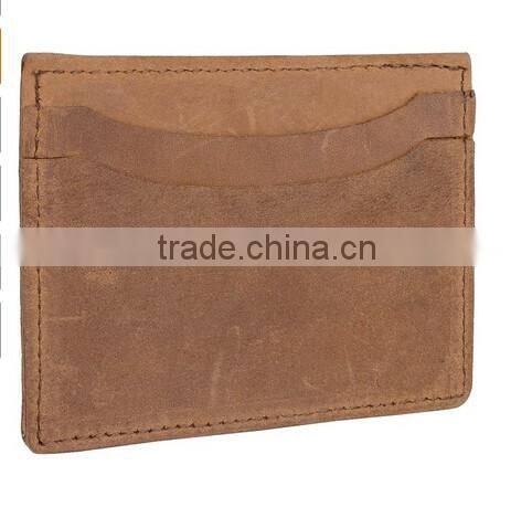 Wholesale genuine vintage leather double sided business card id credit card holder