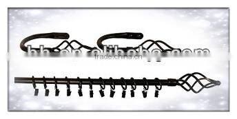 27 Piece Set, Twist Curtain Rod, Clip Rings and Holdback Pair, Black, 5/8" Diameter Poles