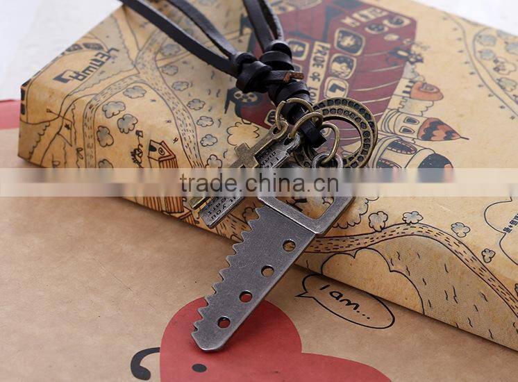 N0016 wholesale Scissors leather necklace fashionable design latest necklace