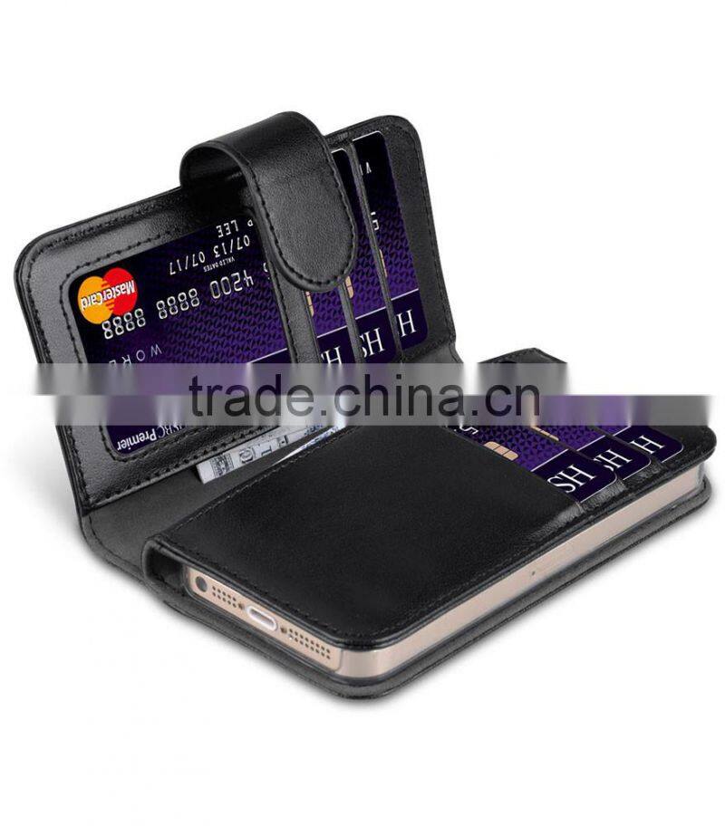 Popular Mobile Phone Case Wallet Plus PU Leather Case for Apple iPhone 5s / 5 / SE