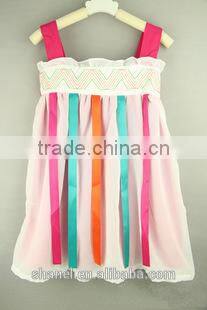 2015 new arrival Occident fashion colorful stripe girls dress cotton princess dress