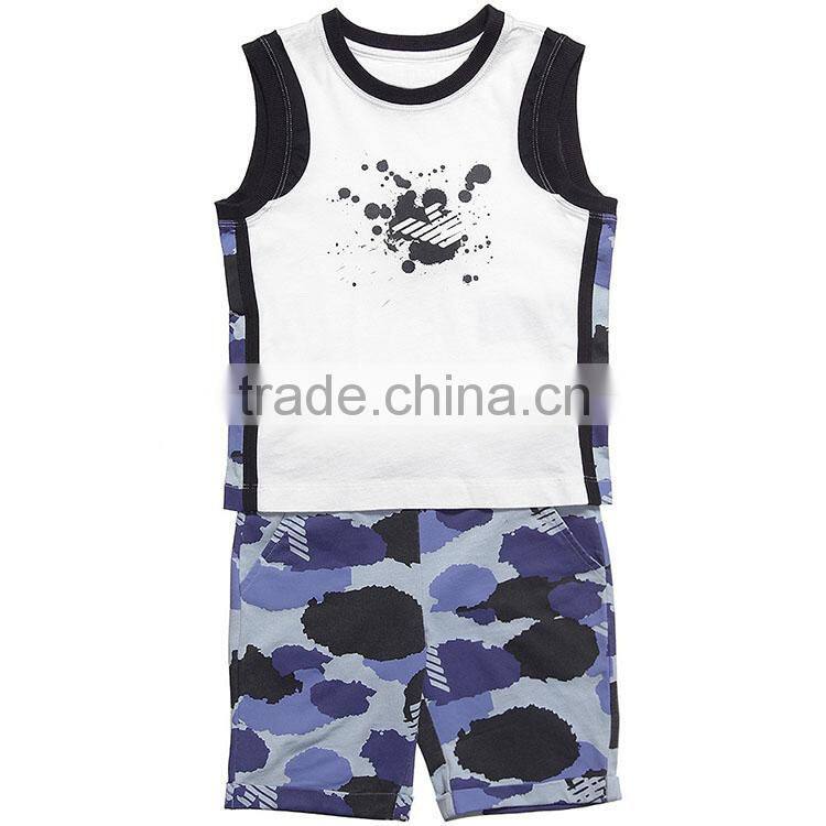 newest fashion children's army t shirts of top and shorts sets china