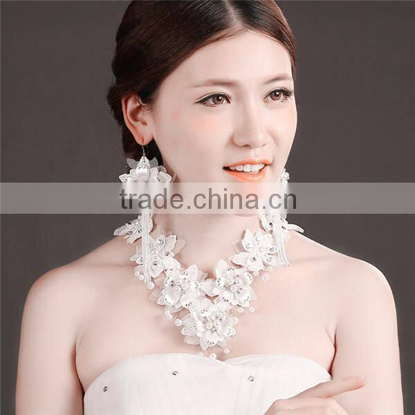 MYLOVE white lace bridal jewelry set necklace earring set flower new design jewelry MLT002