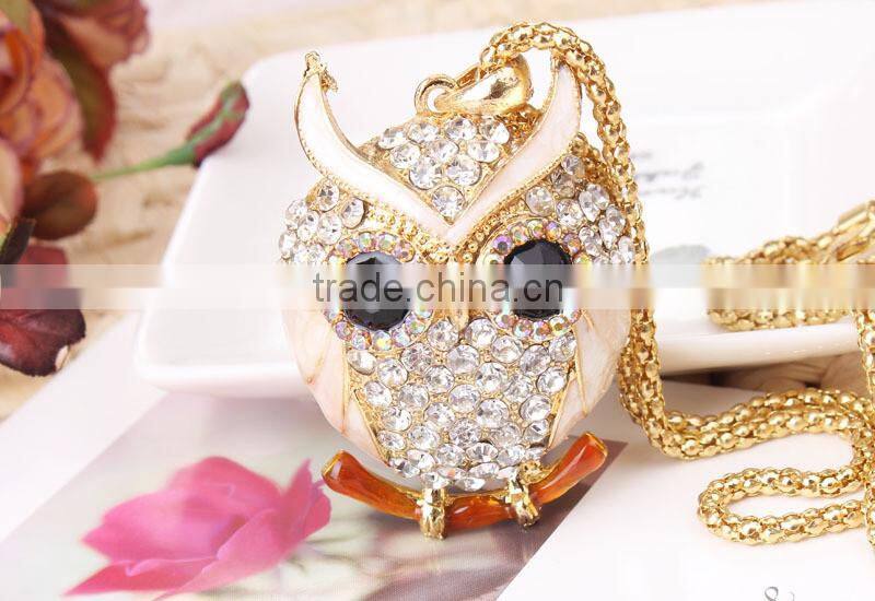 MYLOVE high quality colorful rhinestone owl necklace