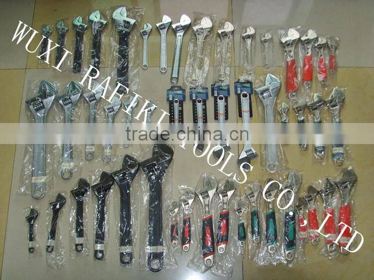 CHROME PLATED ADJUSTABLE WRENCH WITH RUBBER HANDLE