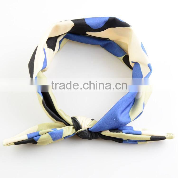 Whlesale Elegant Vintage Camo Fabric Hair Accessories For Baby Girl Dress Hair Band Bunny Ear Baby Bowknot